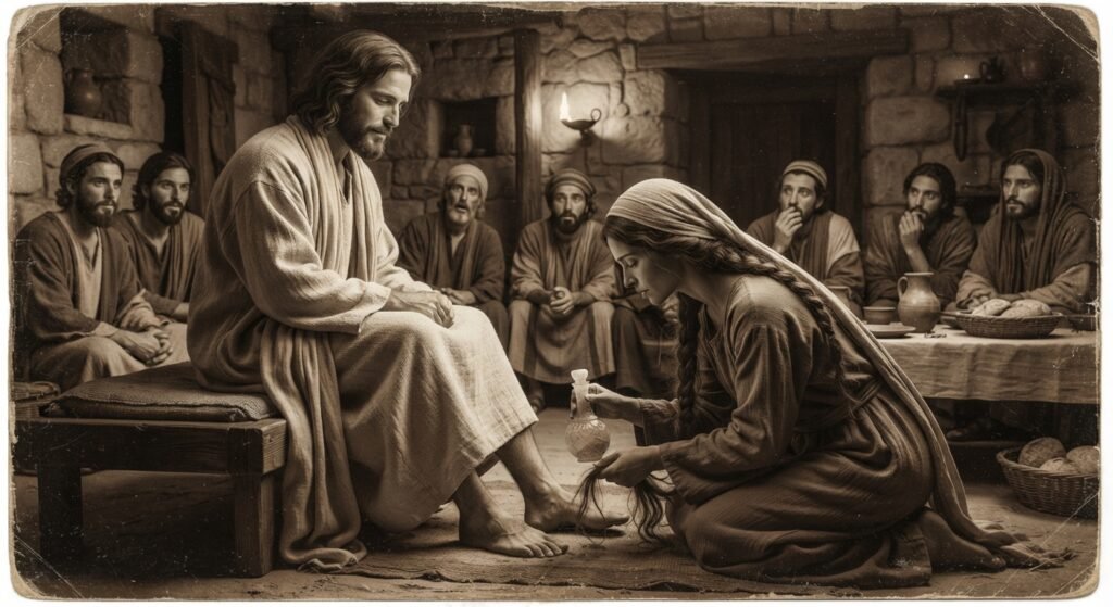 A picture of The woman with the alabaster flask