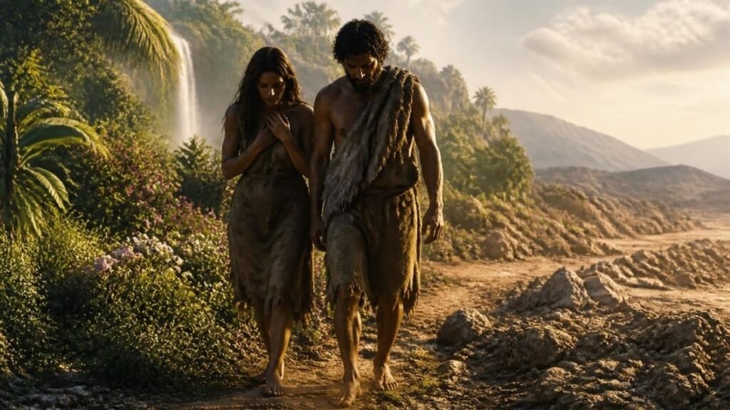 Image of Adam and Eve leaving the Garden of Eden